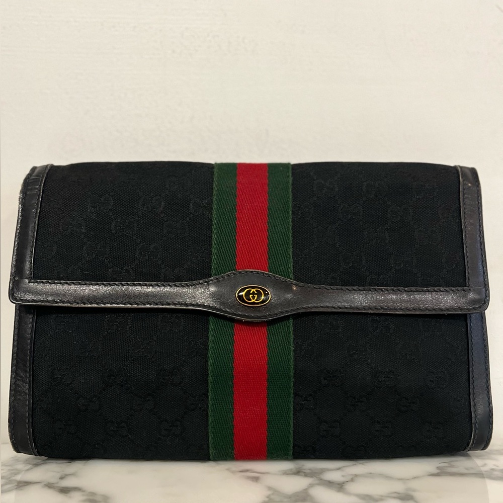 Gucci vintage canvas GG cherry line shoulder bag